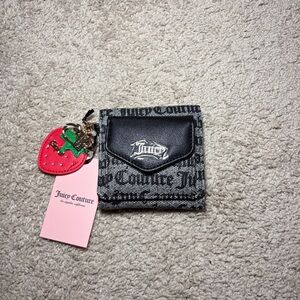 NWT Juicy Couture Freshly Picked Mini Envelope Flap Wallet Black Liquorice Y2K
